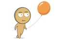 Happy man walking with a balloon. Cheerful man walking with a balloon.