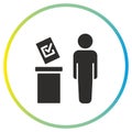 man and ballot box icon, voter in elections, contributes paper vote Royalty Free Stock Photo
