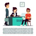 Man in bank flat illustration - vector banking service