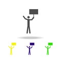 a man with a banner multicolored icons. Elements of protest and rallies icon. Signs and symbol collection icon for websites, web d