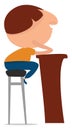 Man on bar counter , illustration, vector