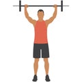 Man with barbell vector weight lifting gym fitness exercise