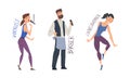 Man Barber and Woman Choreographer Having Creative Profession Vector Set Royalty Free Stock Photo