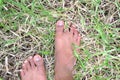 Man Bare Feet On The Grass