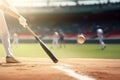 man baseball game sport bat player play athlete field team ball. Generative AI. Royalty Free Stock Photo