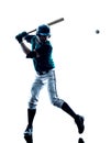 Man baseball player silhouette isolated