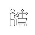 Man basket buying decision icon. Element of consumer behavior line icon