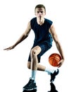 Man basketball player isolated silhouette Royalty Free Stock Photo