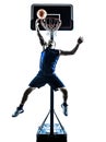 Man basketball player jumping throwing silhouette Royalty Free Stock Photo