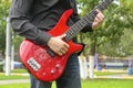 Man with bass guitar Royalty Free Stock Photo