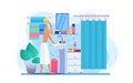 Man in bathroom flat vector illustration