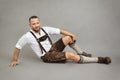 Man in bavarian traditional lederhosen