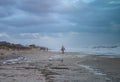 Man on Beach after Hurricane Hermine Royalty Free Stock Photo