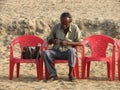 Man at beach at Puri, Orissa Royalty Free Stock Photo