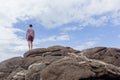 Man Beach Rocks Sky