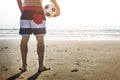 Man Beach Summer Holiday Vacation Volleyball Concept Royalty Free Stock Photo