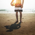 Man Beach Summer Holiday Vacation Volleyball Concept Royalty Free Stock Photo