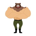 Man Bear. Strong powerful wild evil animal with big muscles. Bod