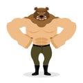 Man Bear. Strong powerful wild evil animal with big muscles.