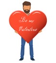 Man with a beard. Character For the feast of Saint Valentine and March 8. Vector illustration on white background Royalty Free Stock Photo