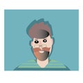 Man with beard in glass flat style icon. Male character vector illustration. Royalty Free Stock Photo