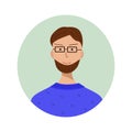 Man with a beard and glasses porter character for the avatar. Trendy style illustration for icon, avatars, portrait design