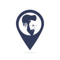 Barber shop map point shape concept logo