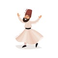 Man with a beard in the national Turkish costume. Vector illustration on white background.