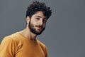 Man beard portrait background model handsome young adult caucasian face person isolated attractive guy Royalty Free Stock Photo