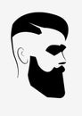 Man with beard silhouette. Barber shop logo for your design. Vector template for label, badge, sign. Hipster Man, Hairdresser Logo