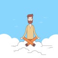 Man Beard Sitting On Cloud Mediation