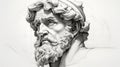 Detailed Realism: A Bearded Man Statue In Light Academia Style