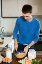 Man beating eggs and milk Royalty Free Stock Photo