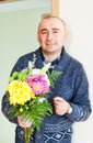 Man with beautiful bouquet Royalty Free Stock Photo