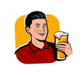 Man with beer mug. Retro comic pop art vector illustration Royalty Free Stock Photo