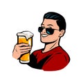 Man with beer mug. Retro comic pop art vector Royalty Free Stock Photo