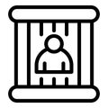 Man behind bars icon, outline style Royalty Free Stock Photo