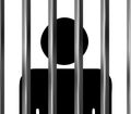 Man behind bars in jail Royalty Free Stock Photo