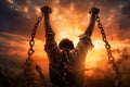 Man being free from the chains that bound him Royalty Free Stock Photo