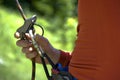 Man belaying a climber