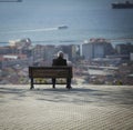 Man on Bench in Izmir Turkey