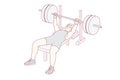Individual demonstrates strength training while executing heavy barbell bench press with vigor Royalty Free Stock Photo