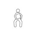 a man bends down carrying a box icon. Element of man carries a box illustration. Premium quality graphic design icon. Signs and sy