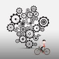 Man on Bicycle with Cogs, Gear