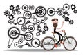 Man on Bicycle with Cogs