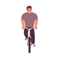 A man on a bicycle. Front view. Royalty Free Stock Photo