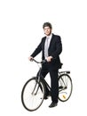 Man with bicycle and helmed Royalty Free Stock Photo