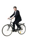 Man with bicycle and helmed Royalty Free Stock Photo