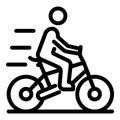 Man on bicycle icon, outline style Royalty Free Stock Photo