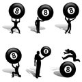 Man With Big Eight Ball Silhouettes Royalty Free Stock Photo